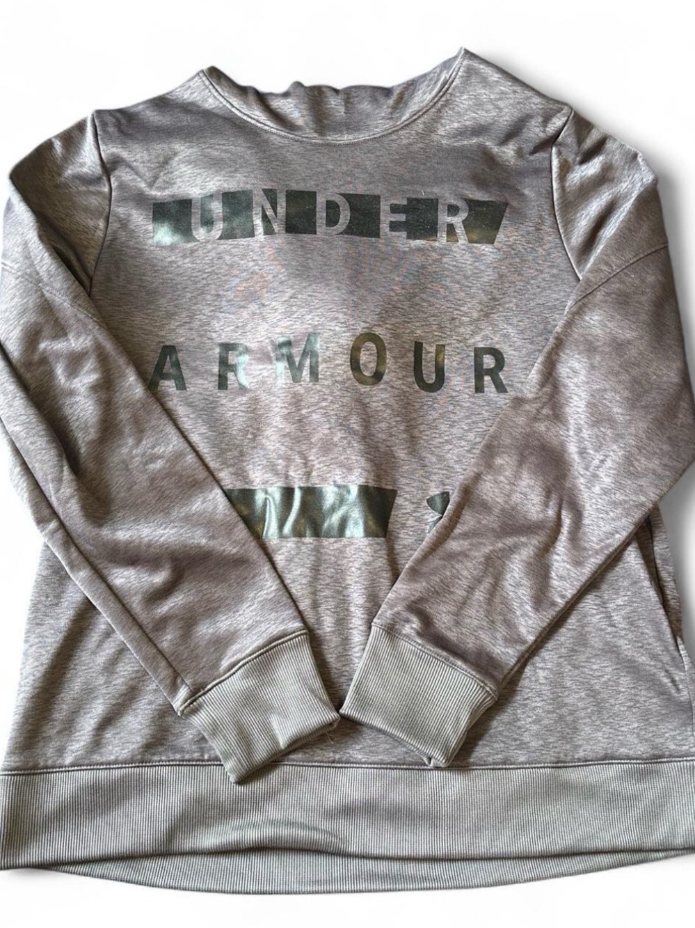 Under Armour ColdGear Gray Graphic Cowl Neck Hoodie Women’s Size Large